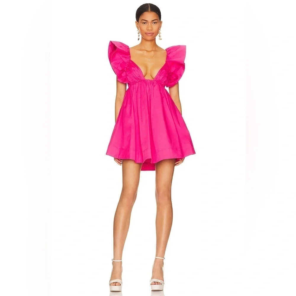 For Love And Lemons Clementine Pink Ruffle Dress 🩷 XS - Picture 2 of 15